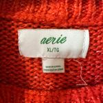 Aerie Striped Colorblock Mock Neck Sweater Pullover Knit Orange Cream Womens XL Photo 3