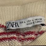 ZARA  Striped Textured Knit Cropped Sweater Long Sleeve Women's Size L Photo 2