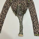 Oh Polly  Leopard Mesh Bodysuit Size 4 Sheer Long Sleeve Snaps Y2K Clubwear Photo 3