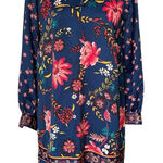 Loft Wildflower Satin Shift Dress Blue Pink Floral XS Photo 0