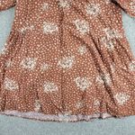 Knox Rose  Dress Womens XL Tan  Linen Blend Square V Neck FloralLoose Flowy Photo 8