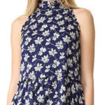 Shoshanna  Blue Floral Sleeveless‎ Mock Neck Moulten Lined Top Size XS Photo 0