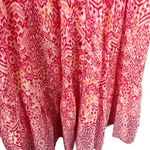 ZARA Red Pink Geometric Print Tiered Long Sleeve Resort Maxi Dress Size Small Photo 6