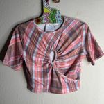 C/MEO COLLECTIVE  Different Story Top Pink Plaid Crop Top size Extra Small Photo 1