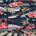 Shawl Wrap Scarf Vintage Puerto Rico Hibiscus Palm Tree Navy Blue Pink Fringe Photo 6