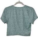 Mint Green & White Crop Top Shirt Floral Design Stretch Style Women’s Size Large Photo 1