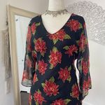 Witchy Whimsygoth Black Red Beaded Sheer Mesh 3/4 Sleeve Blouse XL Petite Size undefined Photo 2