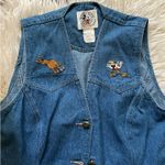 Mickey Inc by Disney Vintage 90s Disney Mickey & Co. Denim Vest Embroidered Mickey&Bull Ladies Large Photo 2