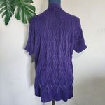 Loft  Purple Cotton Short Sleeve Cardigan Sweater Photo 4