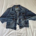 American Eagle  Women’s Size M Medium Denim Jean Jacket Cropped Distressed Cotton Photo 0
