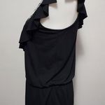 White House | Black Market WHBM Black Embellished Ruffle Sleeve Vneck Peplum Top Size Small Photo 3