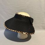 Daisy Fuentes  Sun Hat Black Sport Visor with Leopard Trim Bow Detail Photo 2