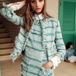 Tory Burch Curtis Tweed Ribbon Dress Teal Blues Size 6 Photo 0