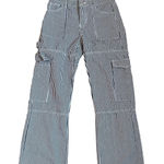 Edikted Striped Cargo Pants size Small Wide Leg Retro Y2K Streetwear Denim Photo 0