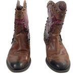 Vince Camuto  Madalissa Two Tone Leather Studded Boots‎ Size 8 Brown Red Shoes Photo 2