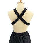 English Factory Black Halter Maxi Dress Cross Open Back Tiered Skirt Size S Photo 3