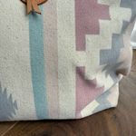 Vintage 90s Southwestern Pattern Canvas Satchel Clamshell Small Tote Mauve Teal Pink Photo 3