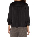 Liverpool Los Angeles Black V Neck Pleated Sleeve Blouse Top Women's XS Photo 1