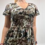 Walter Baker MELISSIA ASYMMETRIC RUFFLED PRINTED CHIFFON DRESS GREY GREEN Photo 1