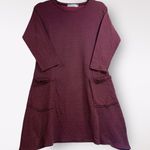 Cut Loose XS Dress 3/4 Sleeve Striped Pockets Shift Maroon Midi Raglan Cozy $129 Red Photo 0