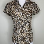 Vintage Sheer Blouse Brown Black Tan Fitted Small Photo 0