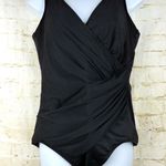 MiracleSuit  Oceanus Swimsuit 18W Black One Piece Surplice Ruched 74488W $180 Photo 4