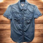 True Religion  Y2K Button Front Chambray Western Rodeo Top Size XS Photo 0