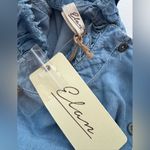 Elan NWT  Denim Ruffle Sleeve Top Size Large Photo 2