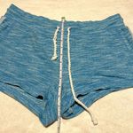 Aerie - Heather Blue Boho Cotton Shorts with Drawstring & Stripes- Size Medium Photo 4