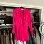 ZARA hot pink satin effect button down long sleeve mini dress L Photo 4