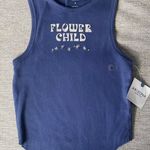 Arizona Jeans ARIZONA Blue‎ Ribbed Flower Child Tank Top NWT Small Cropped Photo 0