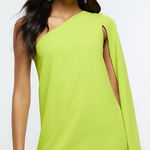 Reiss  Green Samantha One Shoulder Cape Mini Cocktail Dress Size 10 Photo 0