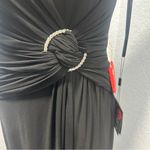 Mac Duggal  Size 4 Black Draped Side Knot Rhinestone Ring Jersey Gown NWT Event Photo 5