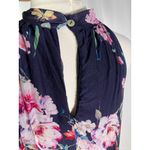 Bellambra Maxi Dress Navy Blue Floral Halter Neck Sleeveless Italy Size S Silk Photo 4