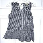 Maison Jules  XS Gingham Ruffle Sleeveless Top Tie Back Casual‎ Blouse Photo 1
