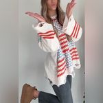 POL NWT  Orange and Blue, and White Patterned Turtleneck Sweater Photo 1