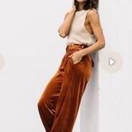 NWT oat New York high waisted rust velvet pant Brown Photo 2