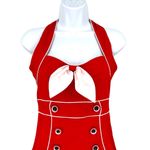 Voodoo Vixen Red Nautical Sleeveless Playsuit Bow Button Accents Size Small Photo 1