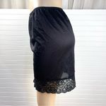 Sears Black Satin Lace Trim Undergarment Half Slip Skirt Side Slit Medium VTG Photo 4