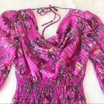 WAYF  Pink Floral Long Sleeve‎ Mini Dress Cocktail Party Low Back Satin XS New Photo 7