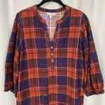 Garnet Hill  Brown Plaid Corduroy Puff Sleeve Shift Mini Dress Sz.M Photo 3