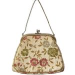 Vintage Tapestry Metal Hinge Purse Gold Floral Photo 3