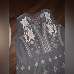 Johnny Was  LA Embroidered Tank Dress grey 3X linen neutral $400 casual boho fall Photo 4