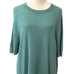 Open Edit Pullover Sweater Crew Neck Mid-Length Sleeves Relaxed Fit Teal L NWOT Photo 1