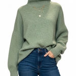 FOR THE REPUBLIC Sage Green Wool Blend Mock Turtleneck Sweater Large Cozy Hygge Photo 0