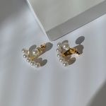 Pearl Earrings, Pearl Ear Jacket, Dangle Pearl Earrings Gold Photo 4