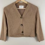 ZARA Caramel Brown Tan Ribbed Button Up V-neck Pullover Cardigan Sweater Photo 0