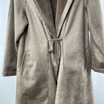 Adrienne Landau  Vegan Suede & Fur‎ Tie Closure Swing Coat in Brown Size Medium Photo 1