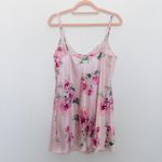 Y2K Floral Slip Dress Womens Size M Pink Satin Lace Mini Cami Cottage Coquette Size M Photo 6
