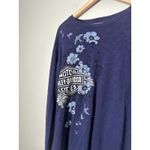 Harley Davidson Womens Large Navy Blue Traverse City MI Floral Long Sleeve Biker Photo 1